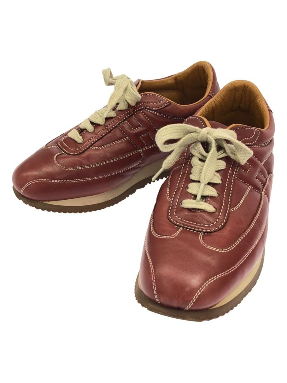 Hermes Quick Low Cut Leather Sneakers Red